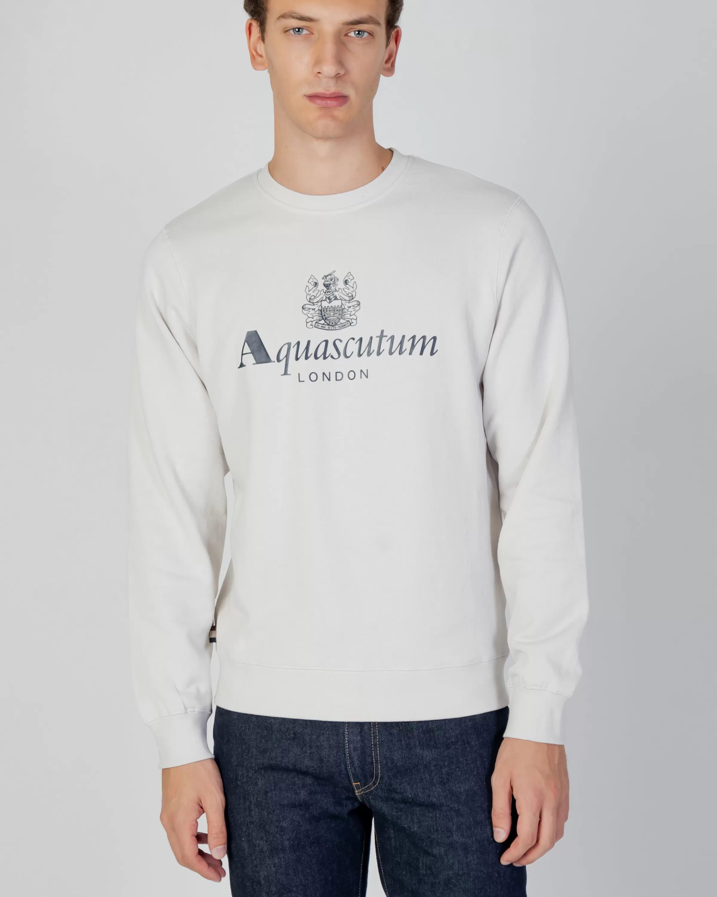 Uomo Aquascutum Active Active Big Logo Crew Neck Fleece