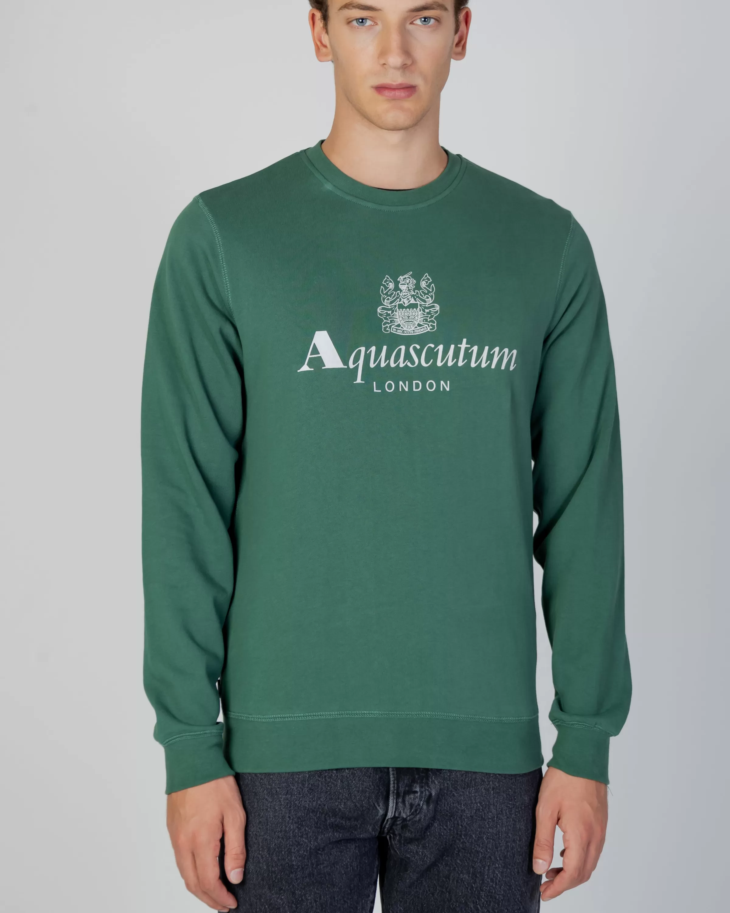 Uomo Aquascutum Active Active Big Logo Crew Neck Fleece