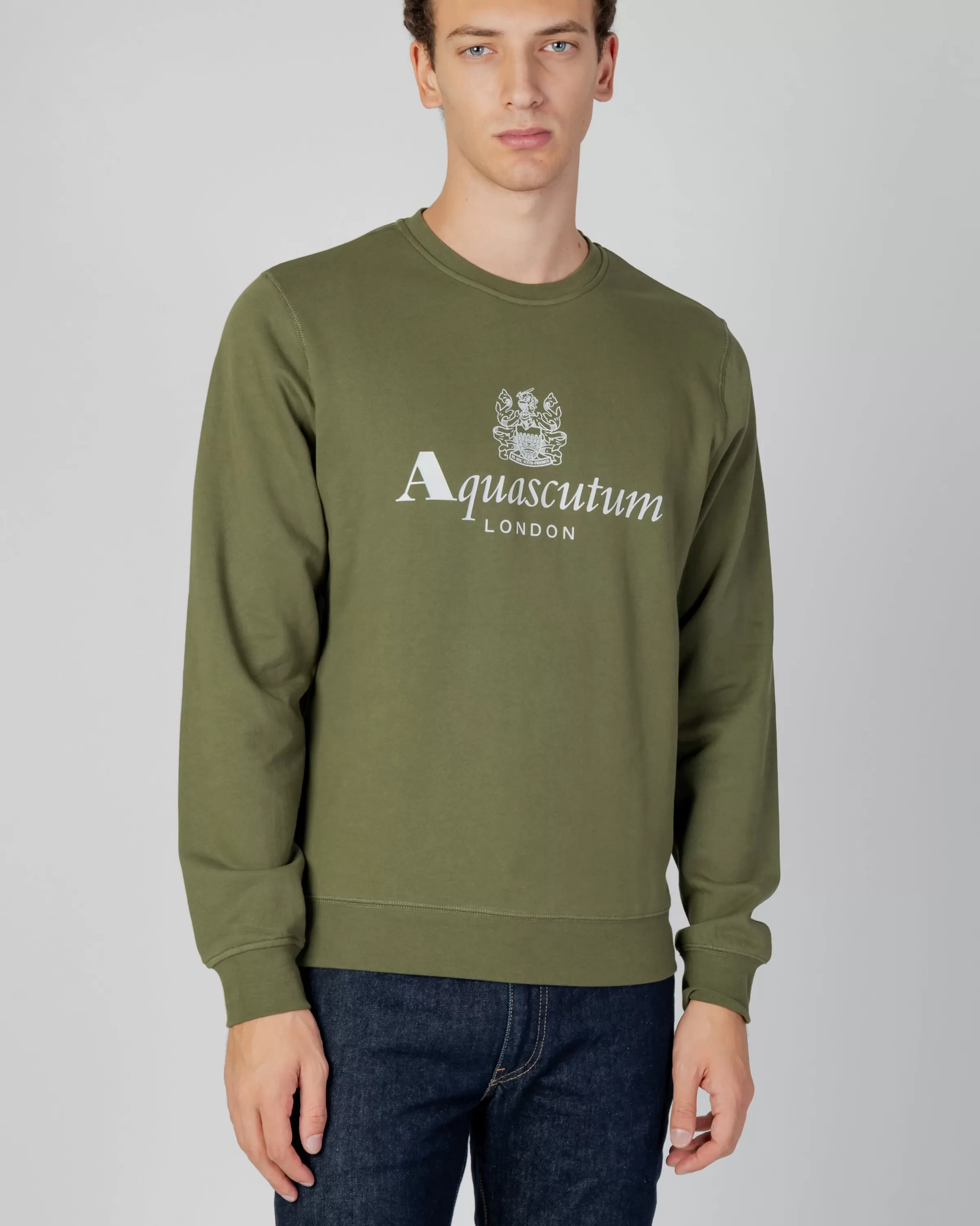 Uomo Aquascutum Active Active Big Logo Crew Neck Fleece