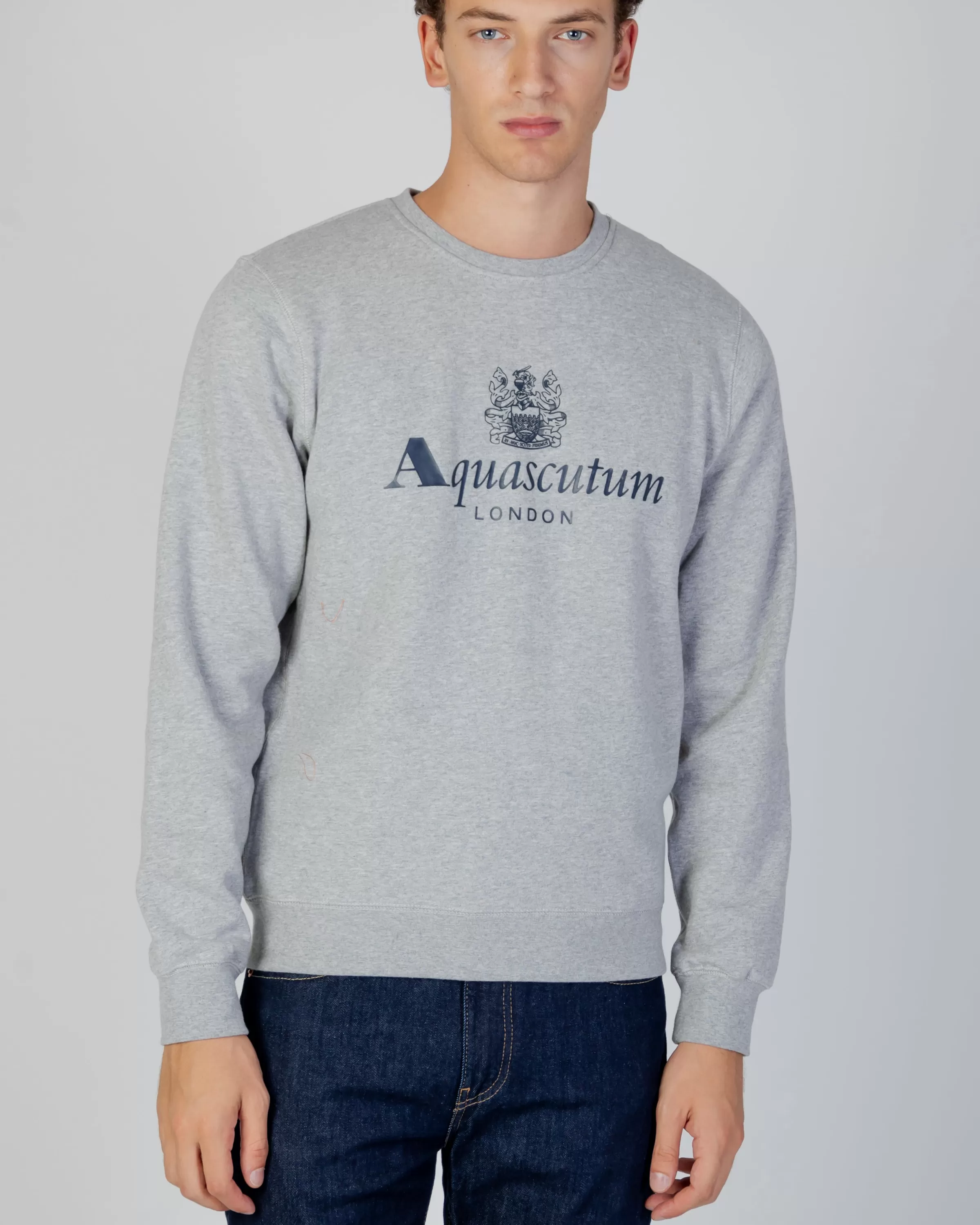 Uomo Aquascutum Active Active Big Logo Crew Neck Fleece