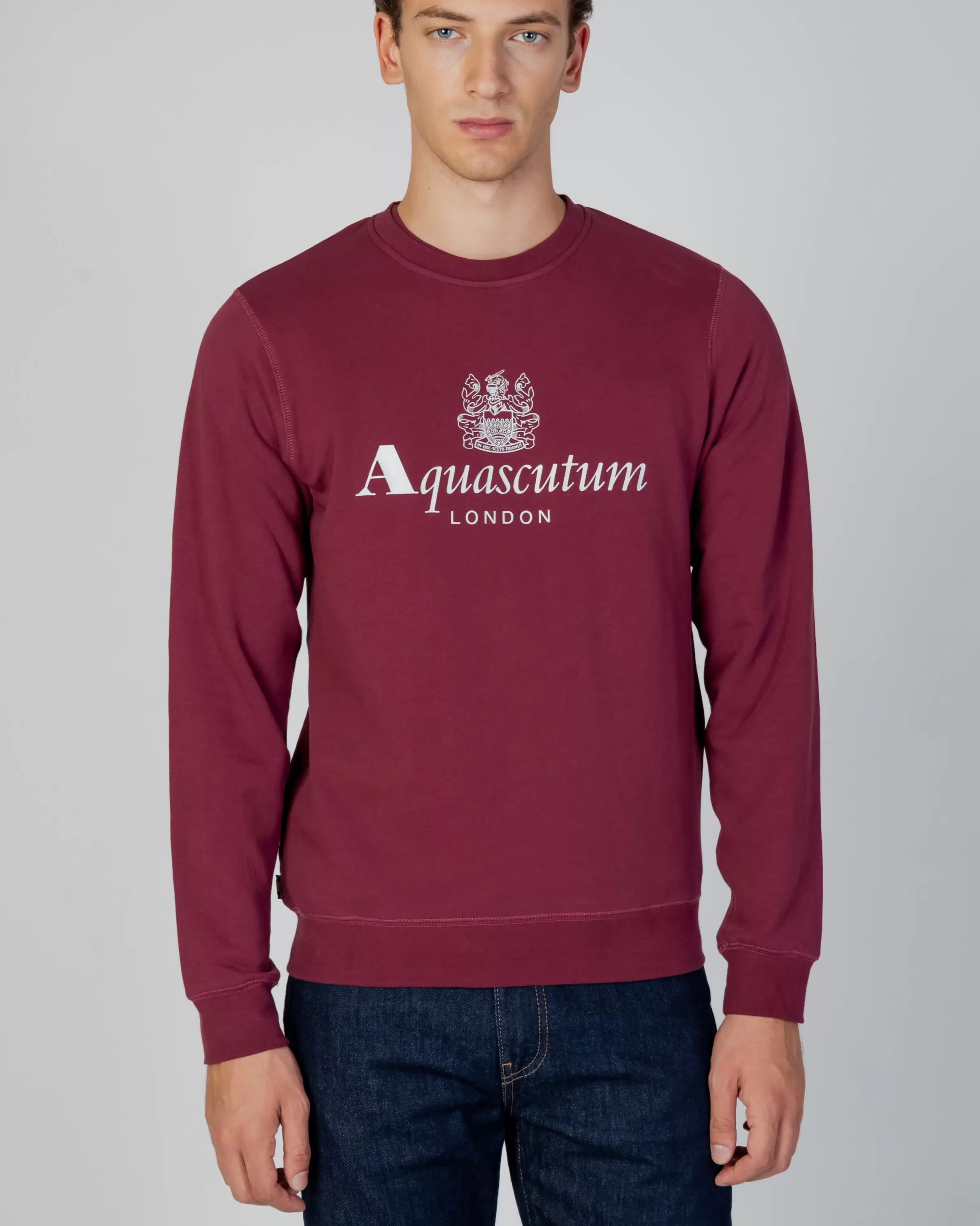 Uomo Aquascutum Active Active Big Logo Crew Neck Fleece