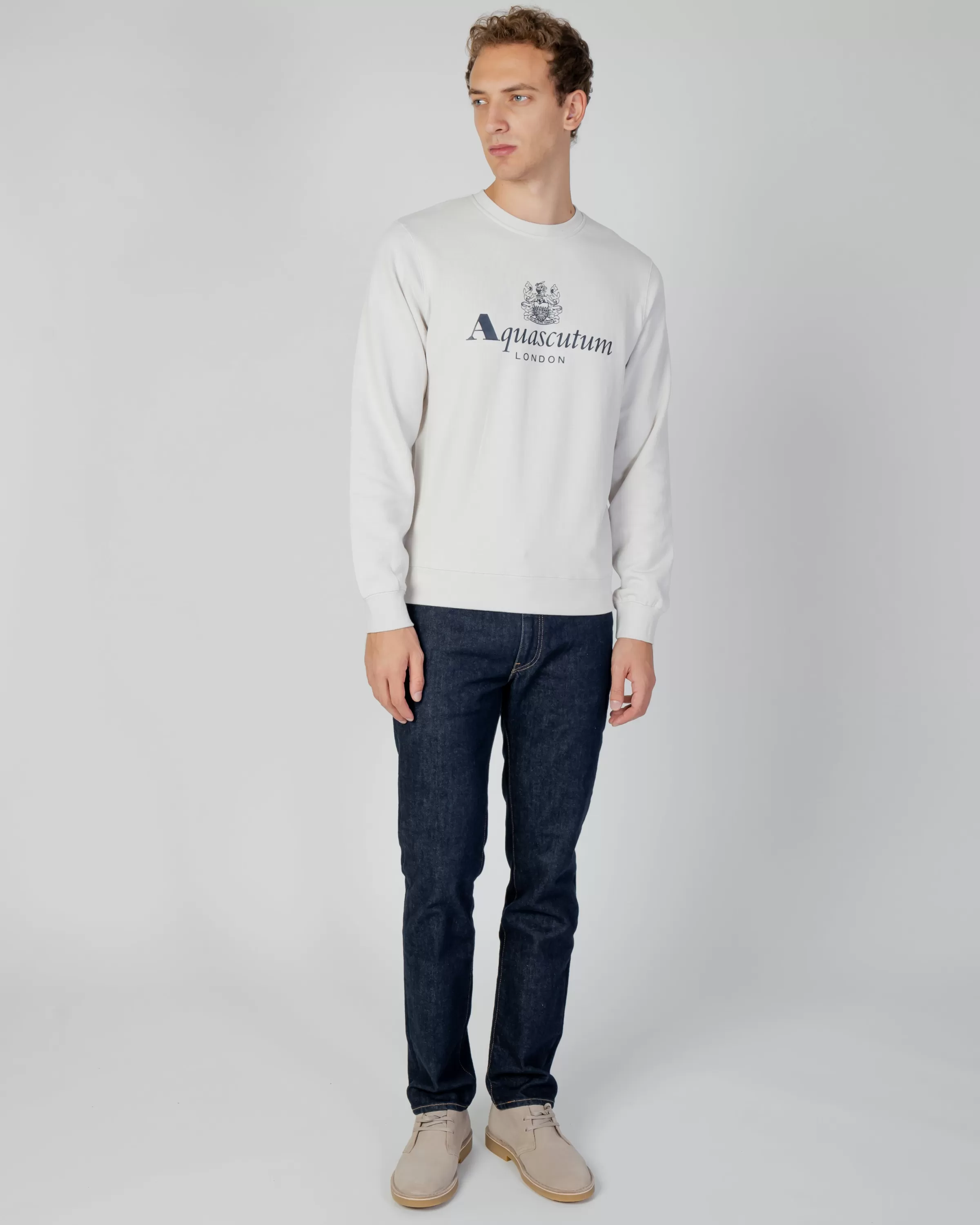 Uomo Aquascutum Active Active Big Logo Crew Neck Fleece