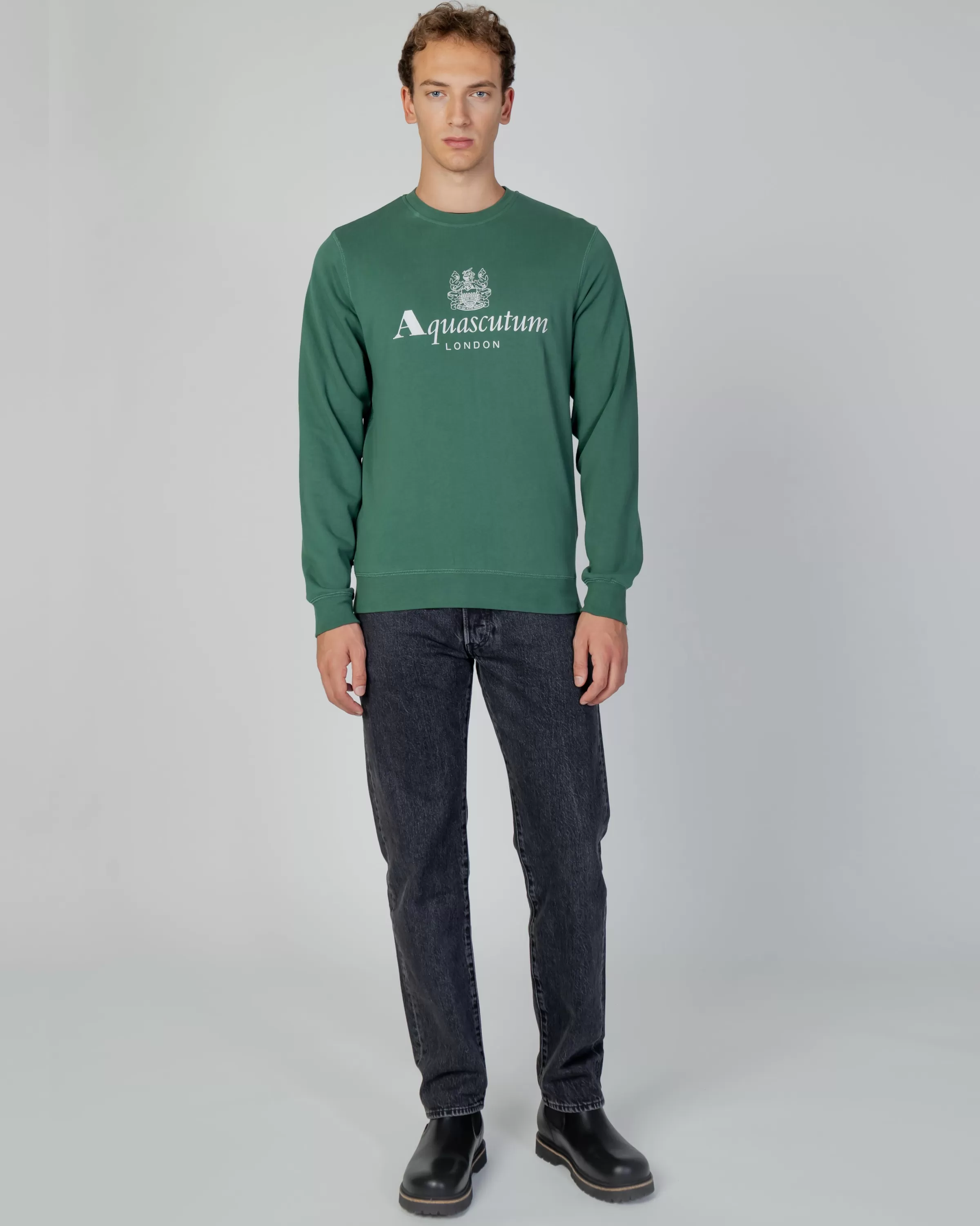 Uomo Aquascutum Active Active Big Logo Crew Neck Fleece