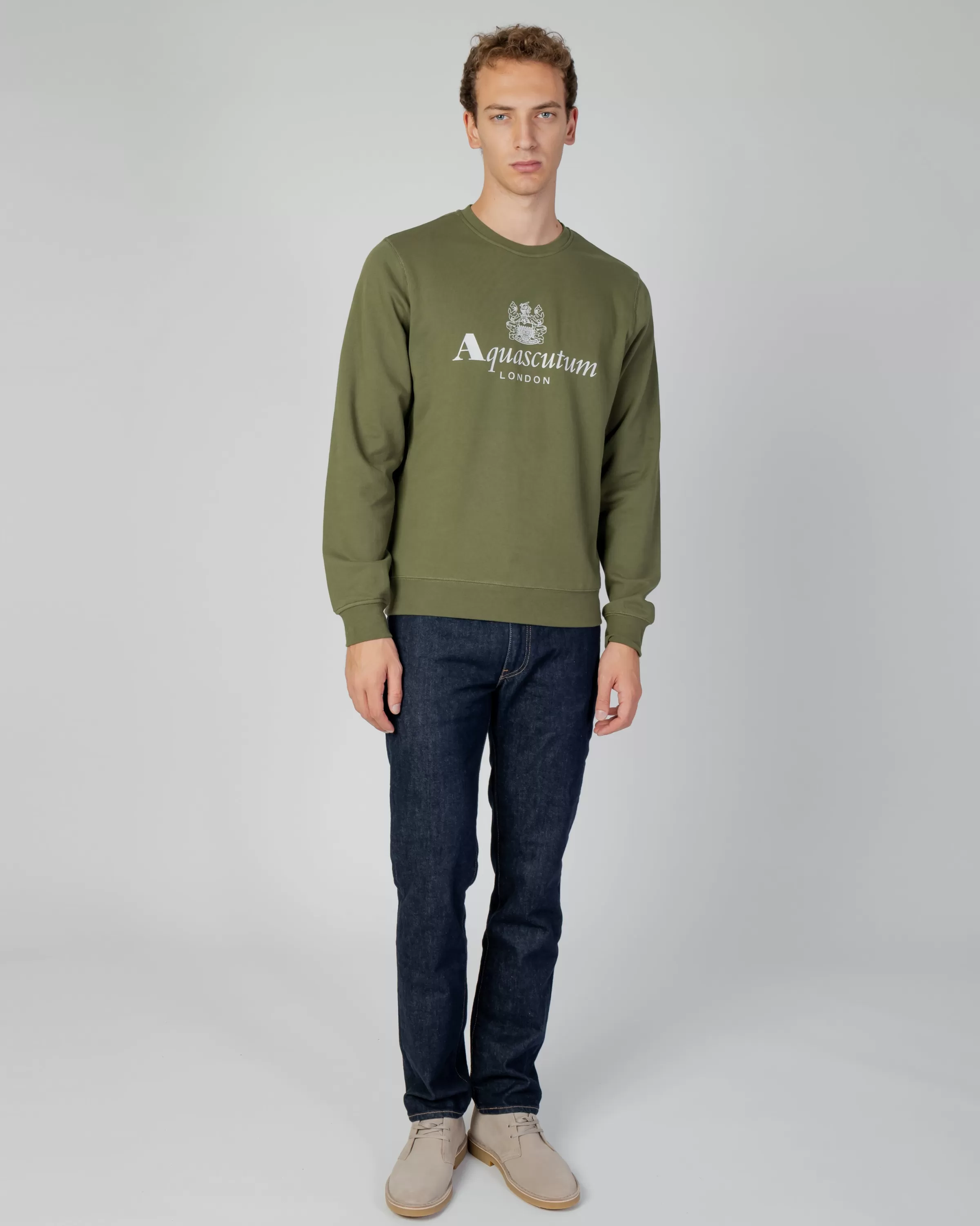 Uomo Aquascutum Active Active Big Logo Crew Neck Fleece