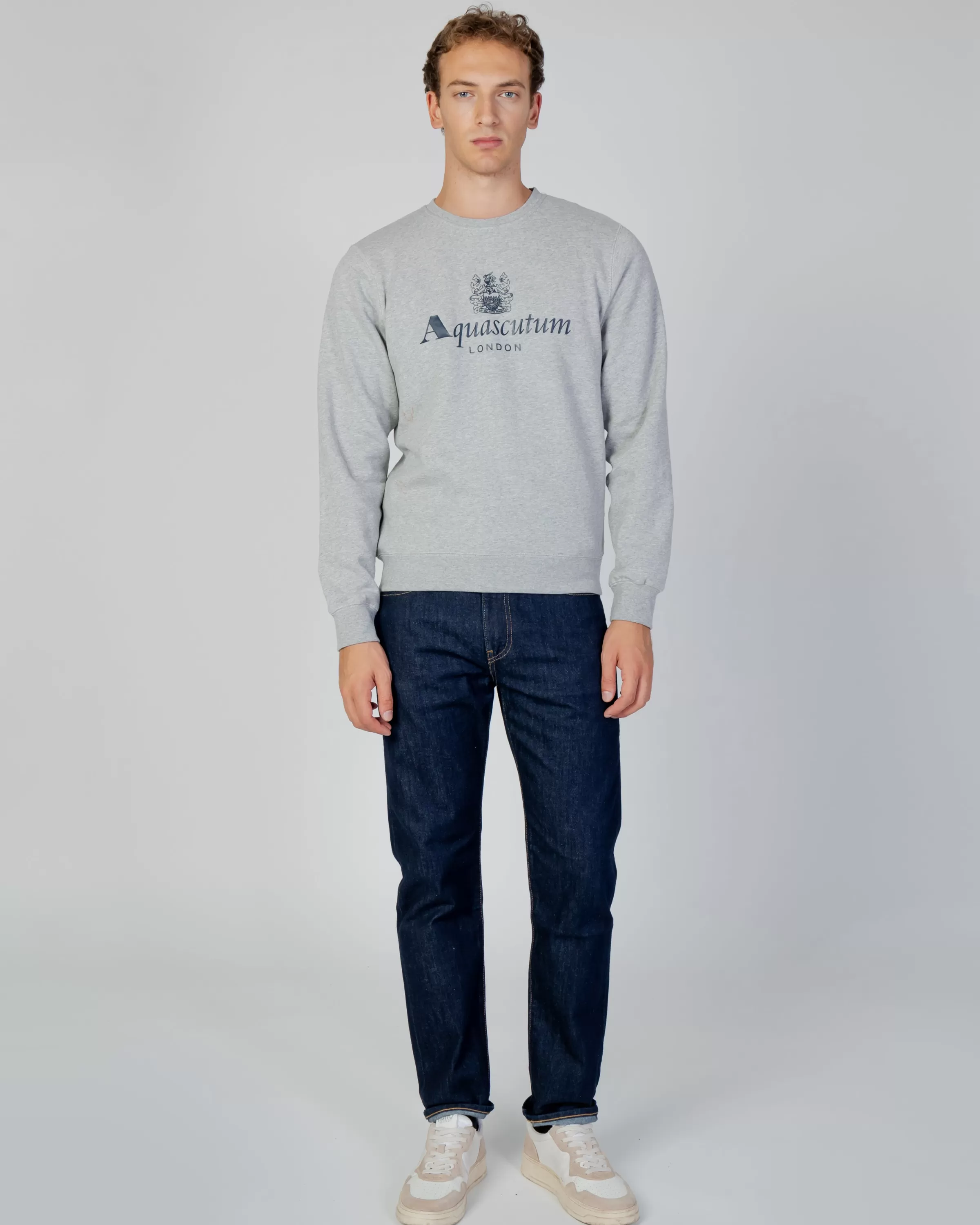 Uomo Aquascutum Active Active Big Logo Crew Neck Fleece