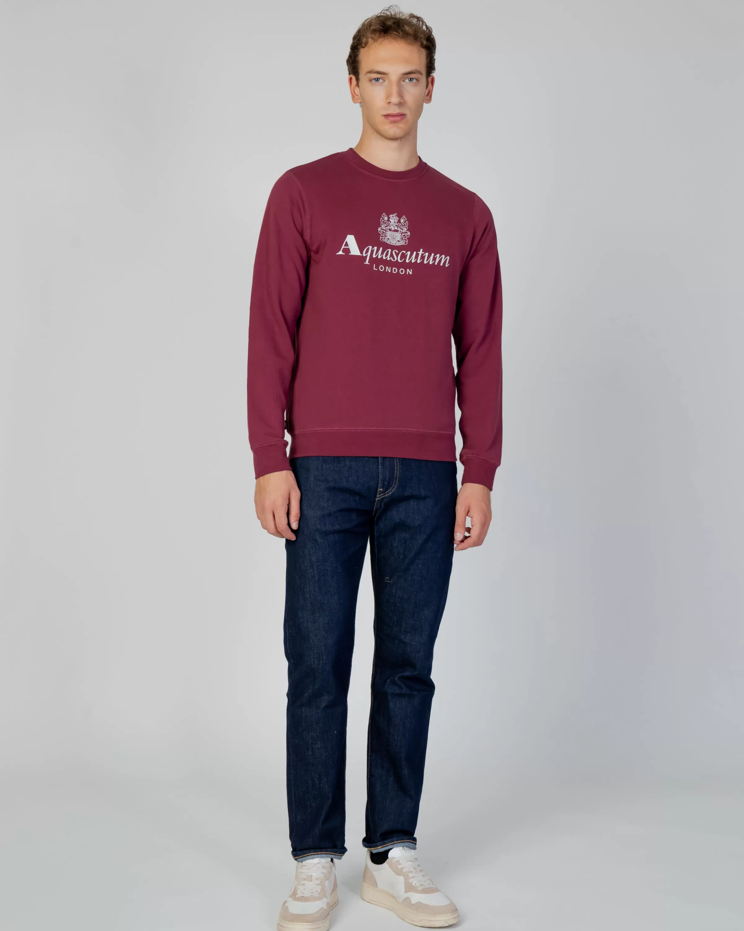 Uomo Aquascutum Active Active Big Logo Crew Neck Fleece