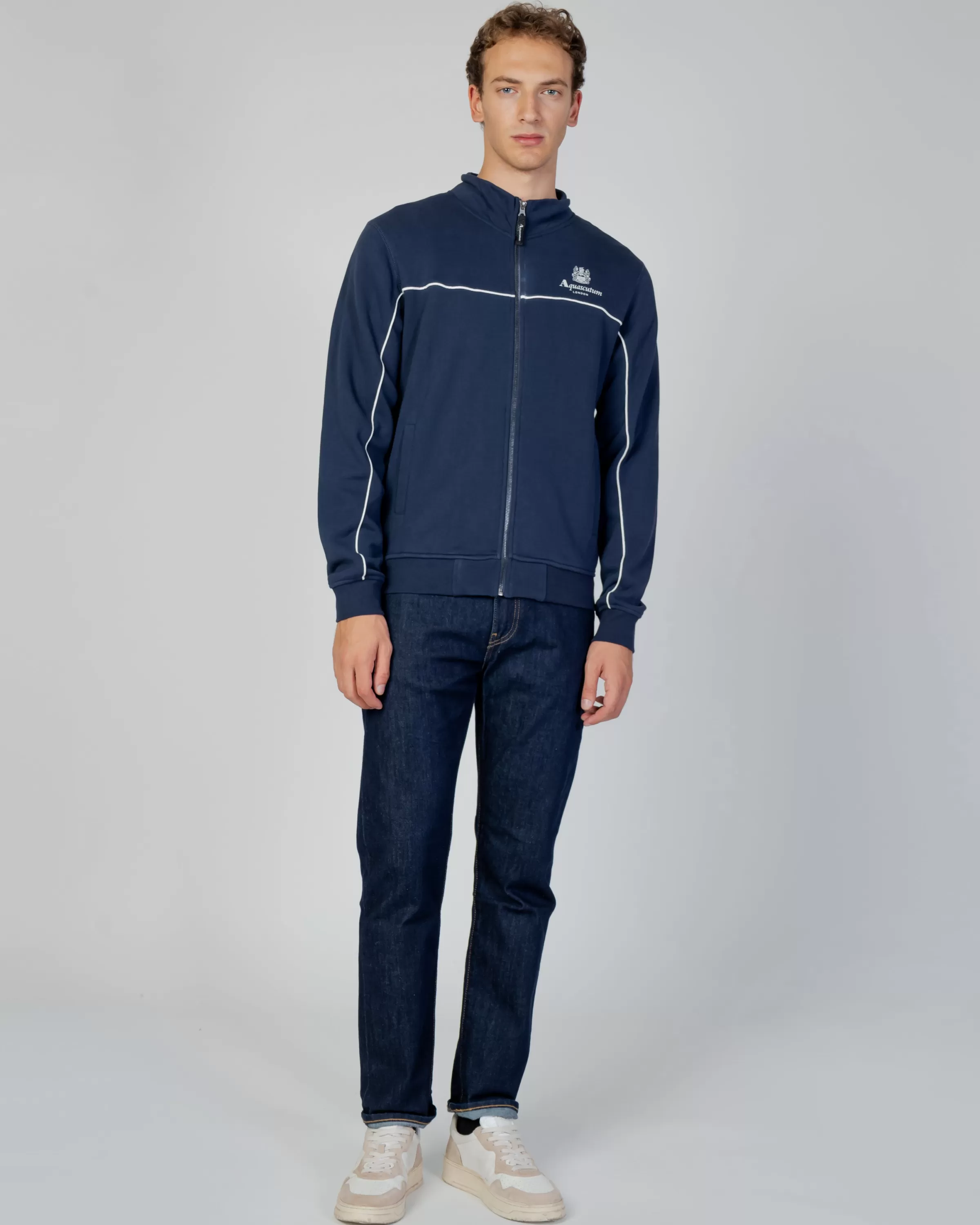 Uomo Aquascutum Active Active Piping Mock Neck Fleece