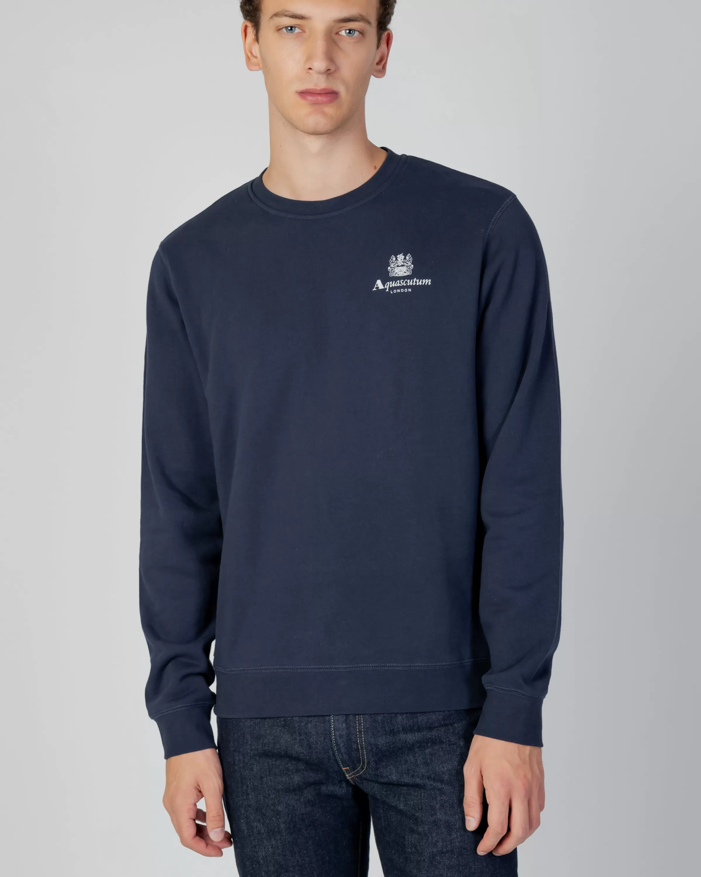 Uomo Aquascutum Active Active Small Logo Crew Neck Fleece