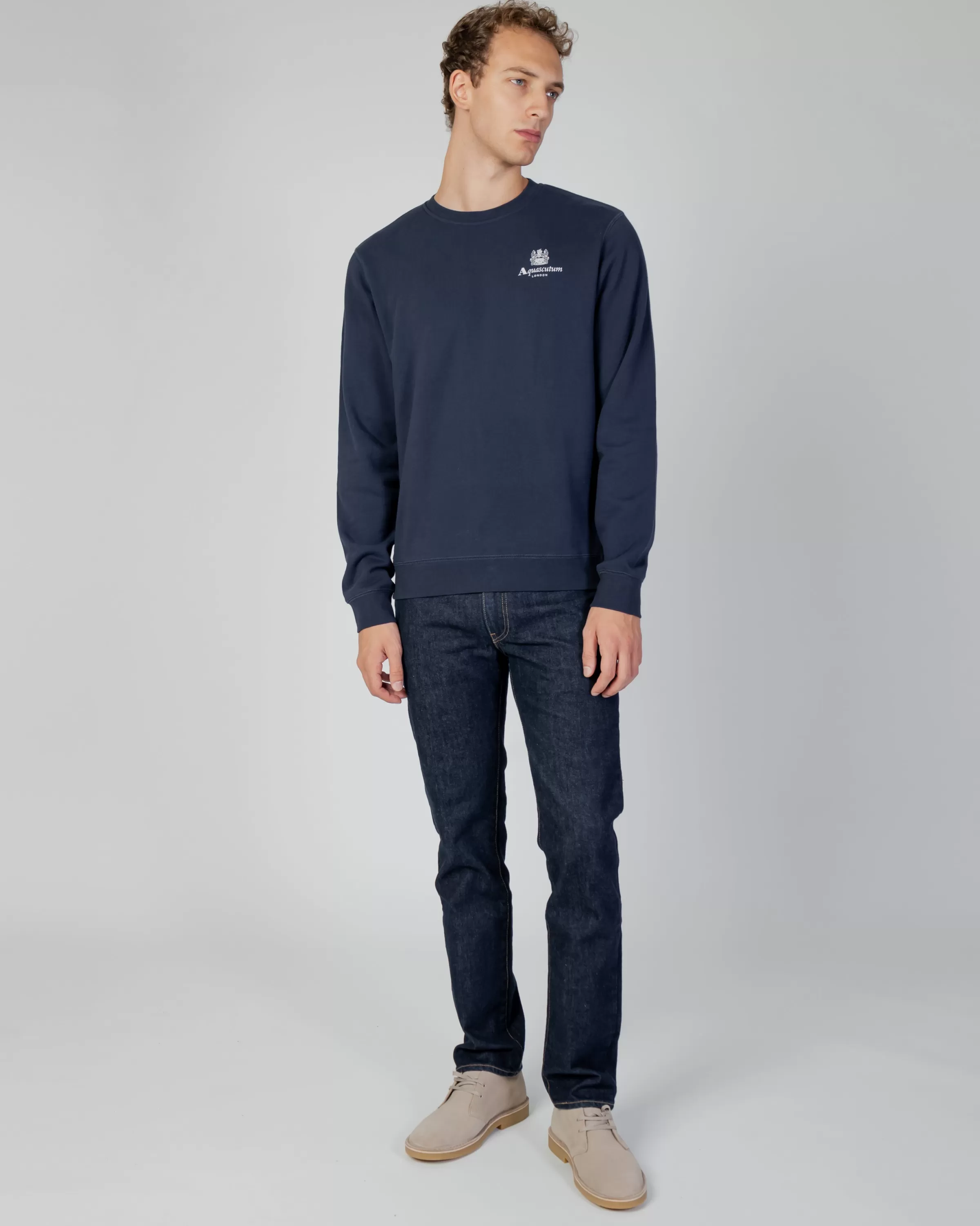 Uomo Aquascutum Active Active Small Logo Crew Neck Fleece