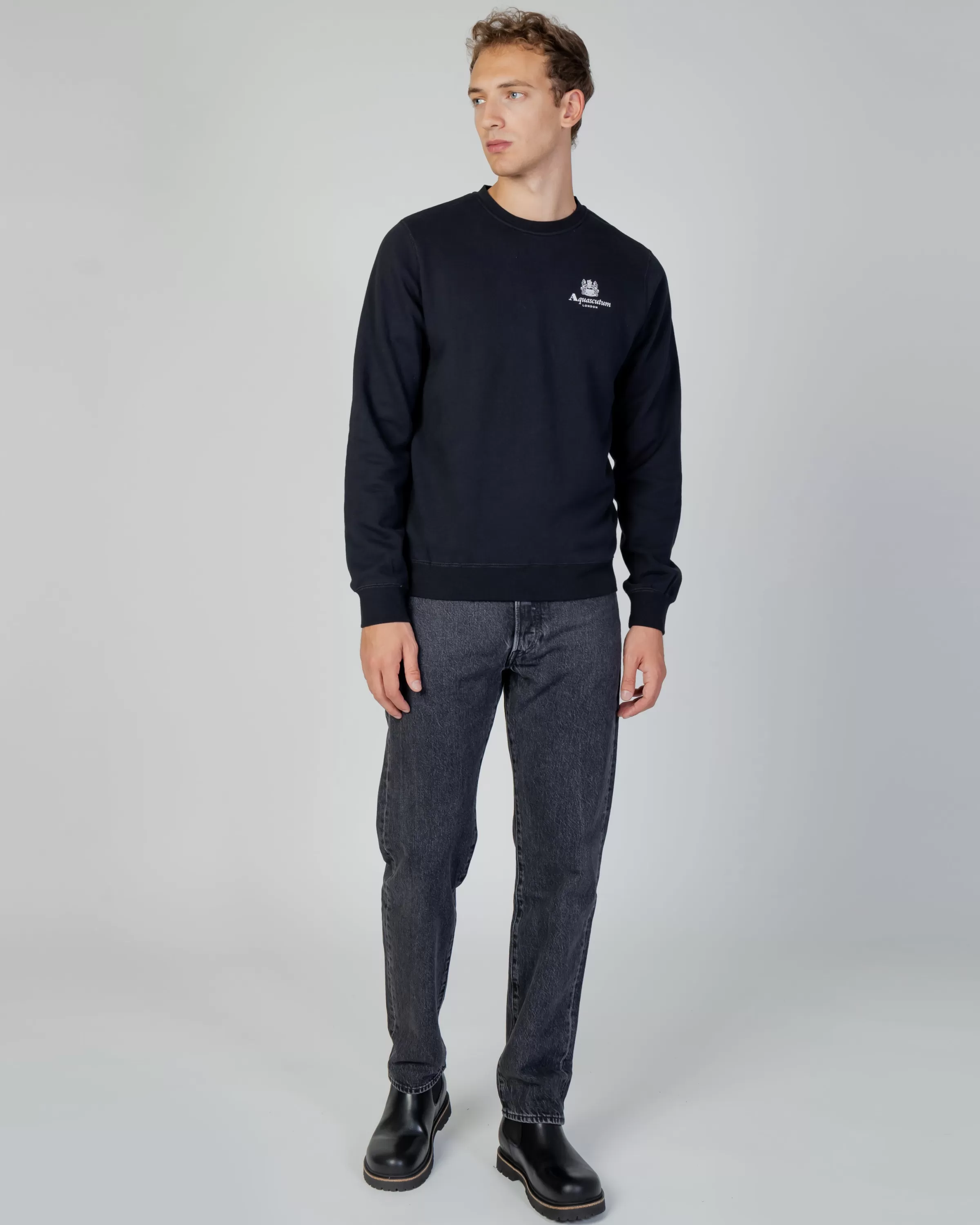 Uomo Aquascutum Active Active Small Logo Crew Neck Fleece