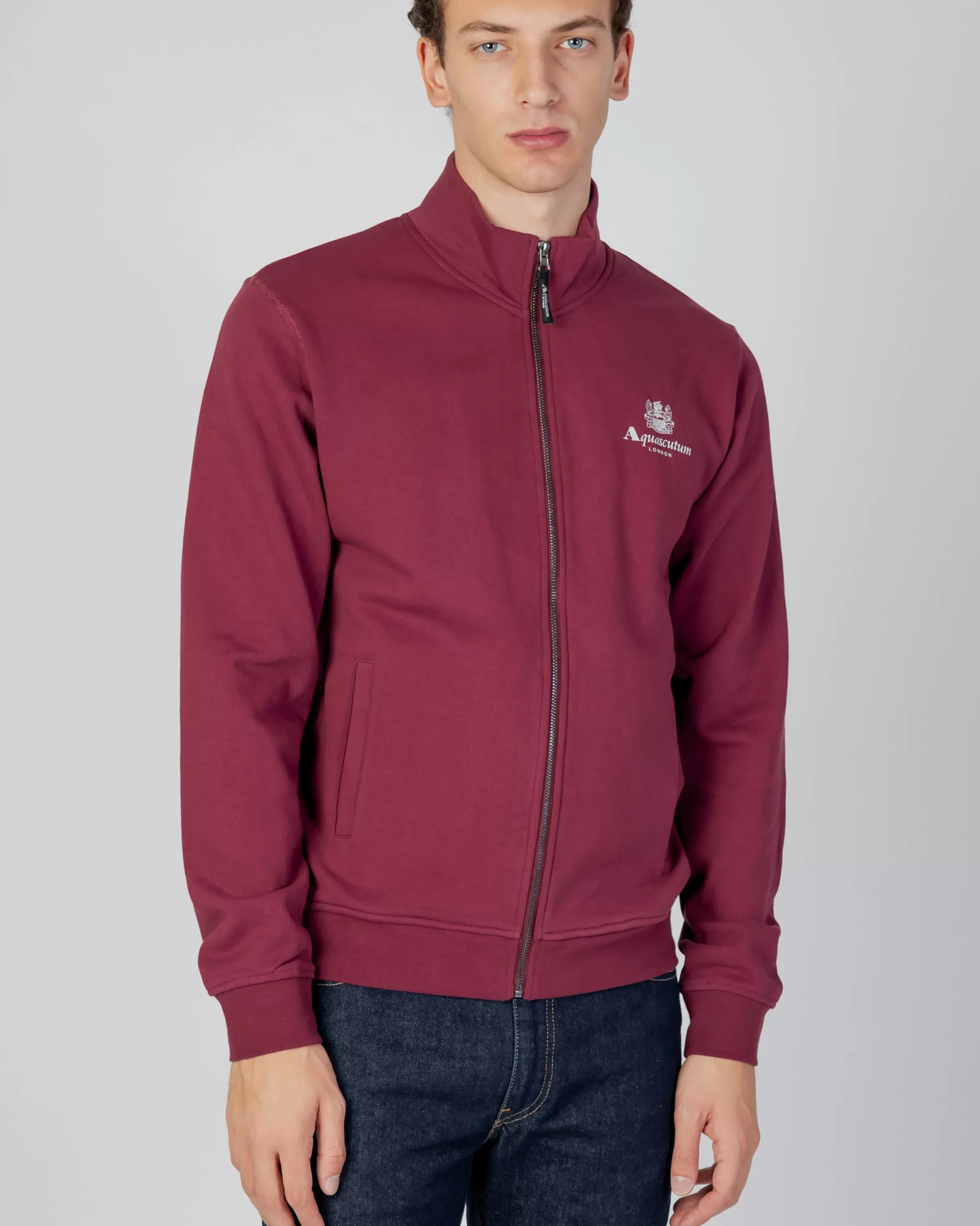 Uomo Aquascutum Active Active Small Logo Full Zip Mock Neck Fleece