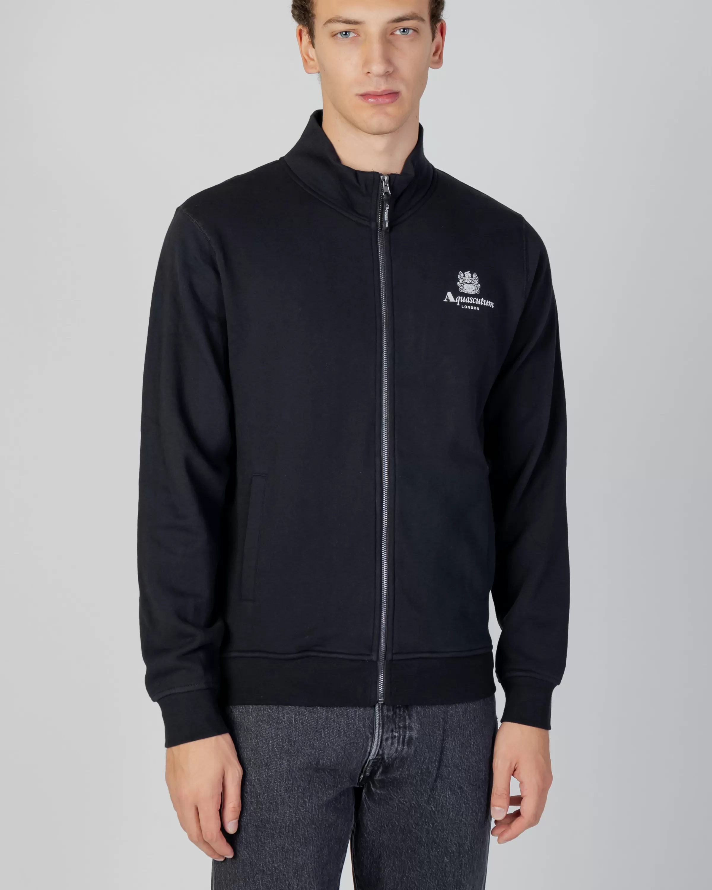 Uomo Aquascutum Active Active Small Logo Full Zip Mock Neck Fleece