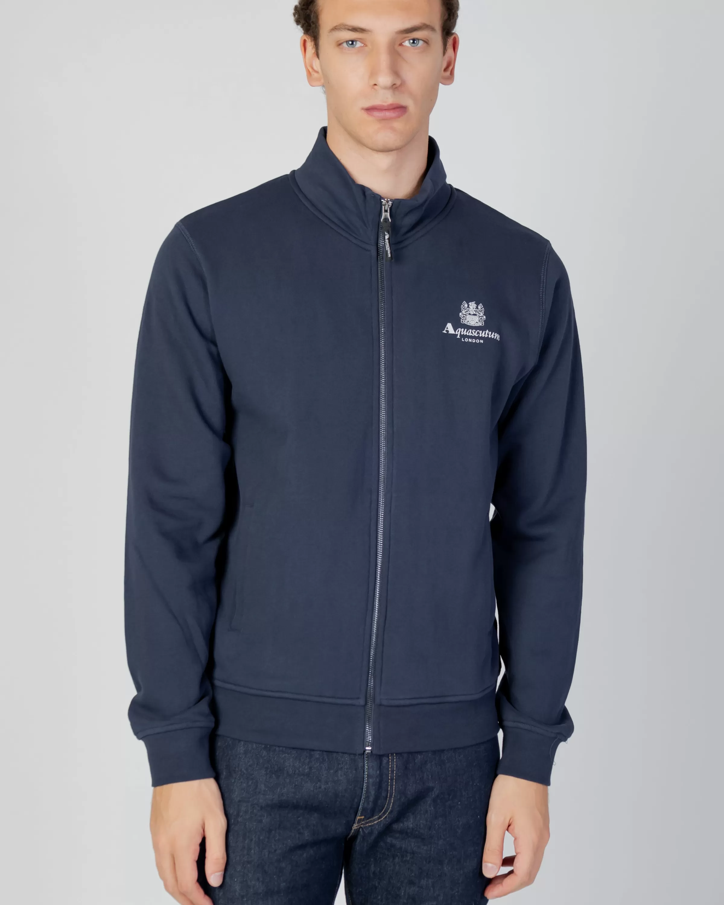 Uomo Aquascutum Active Active Small Logo Full Zip Mock Neck Fleece