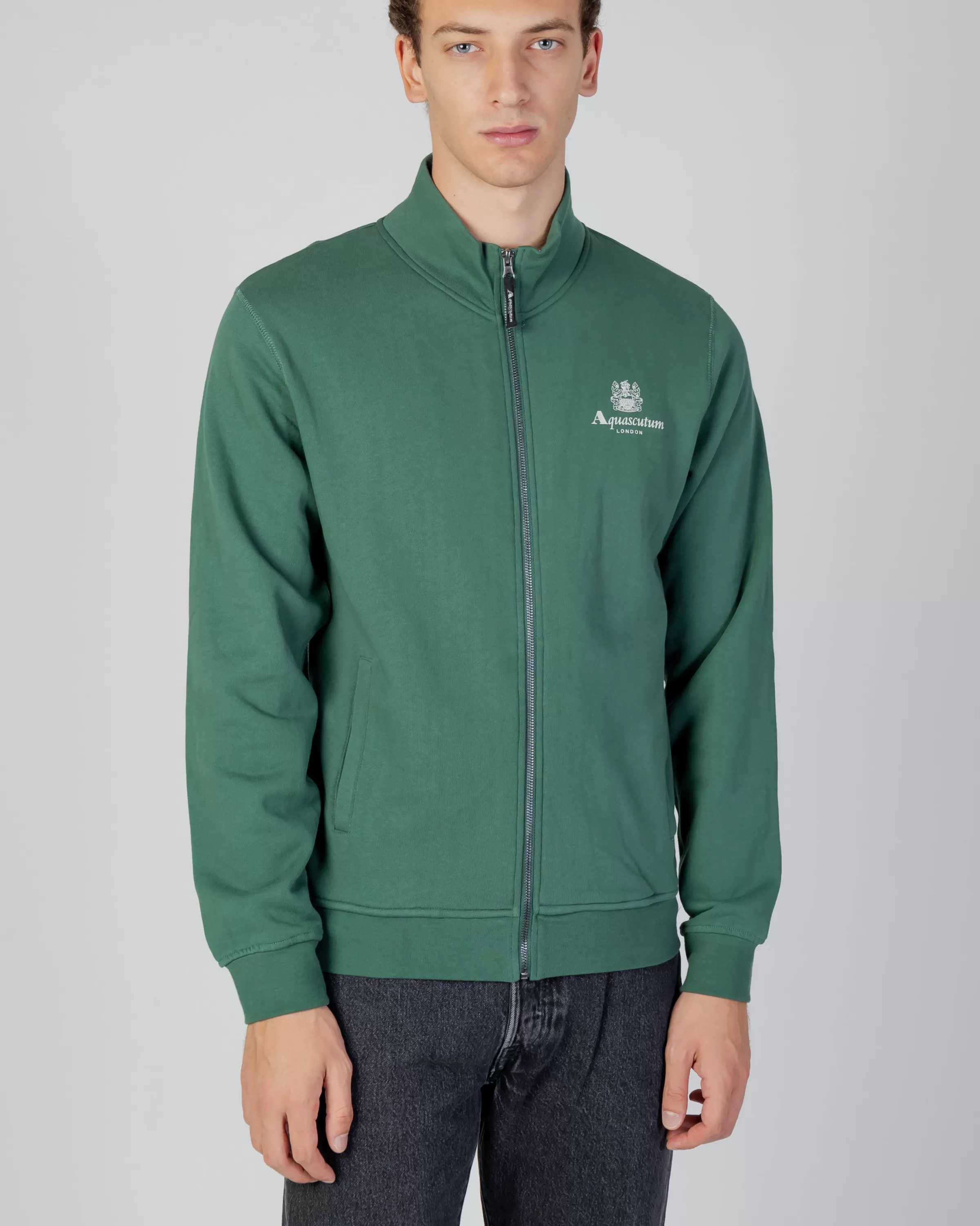 Uomo Aquascutum Active Active Small Logo Full Zip Mock Neck Fleece