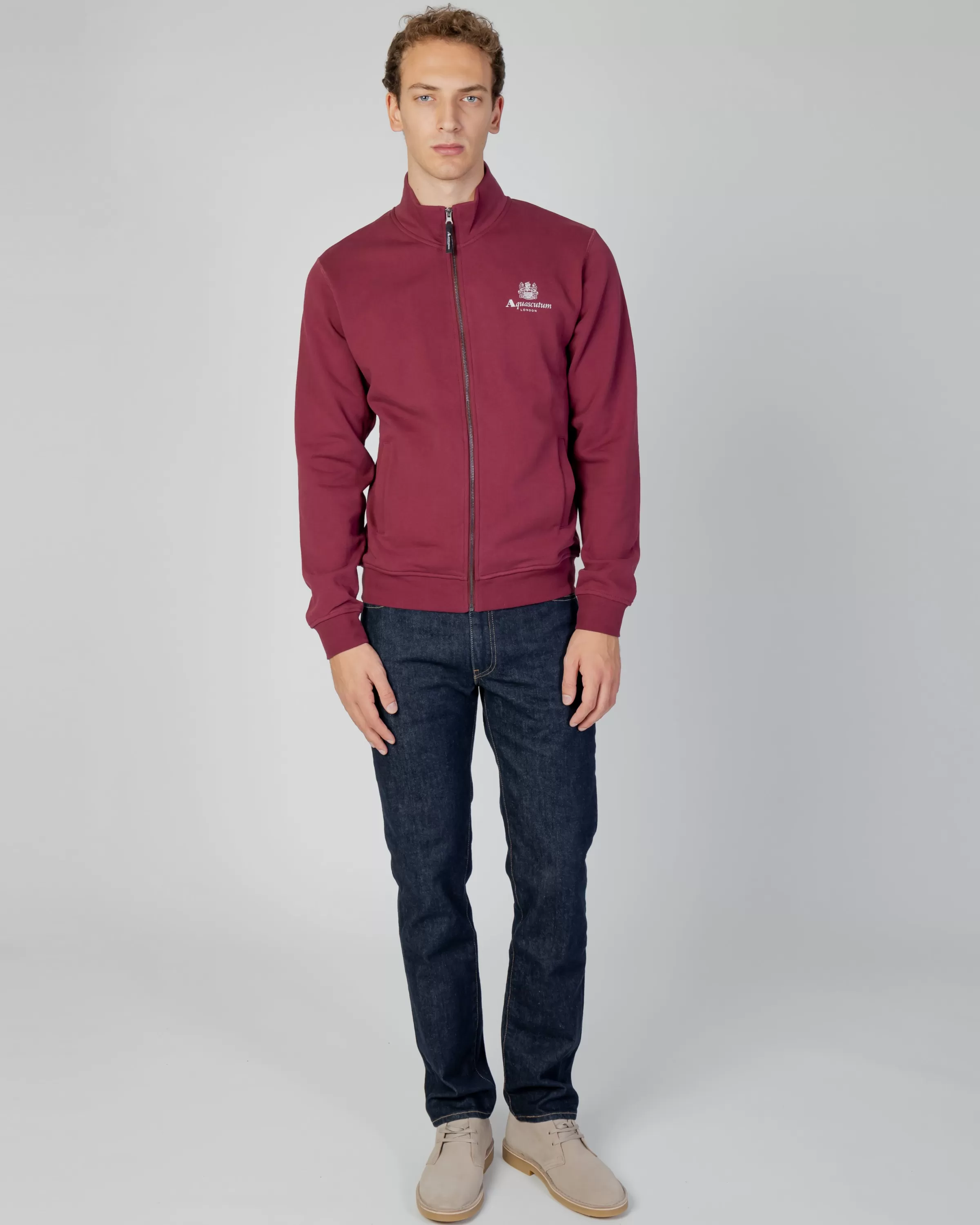 Uomo Aquascutum Active Active Small Logo Full Zip Mock Neck Fleece