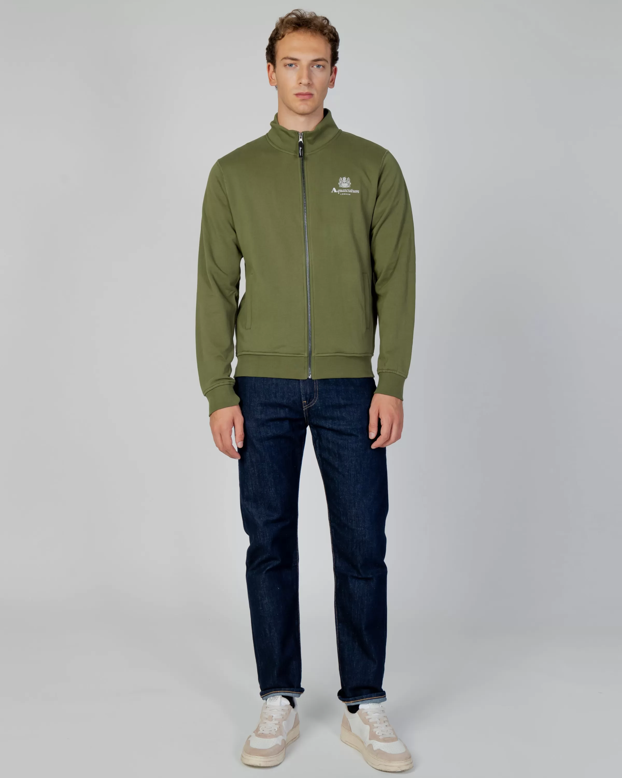 Uomo Aquascutum Active Active Small Logo Full Zip Mock Neck Fleece