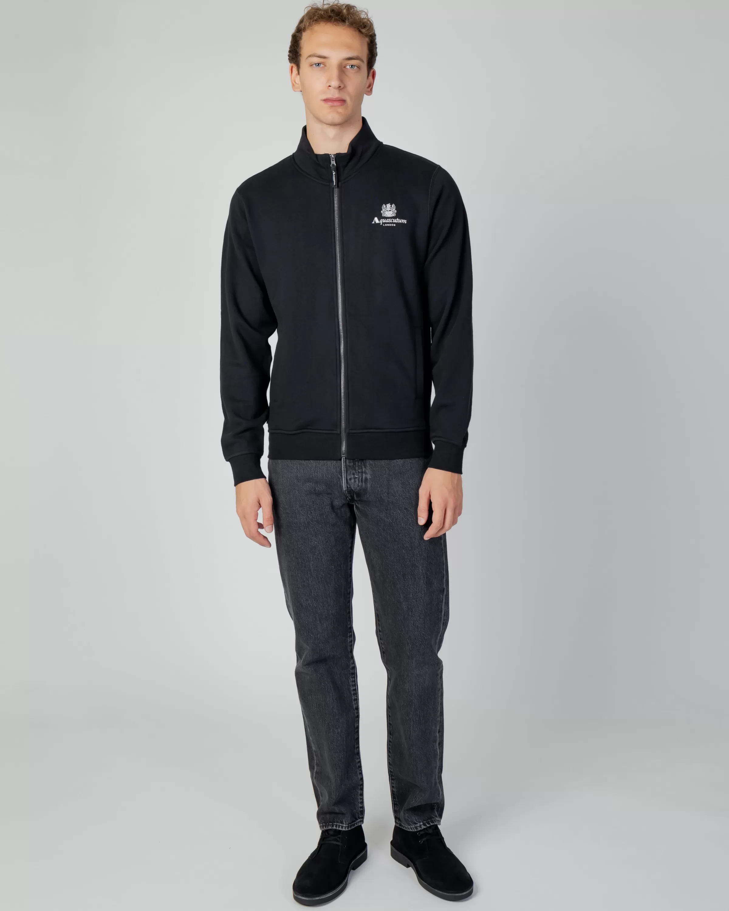 Uomo Aquascutum Active Active Small Logo Full Zip Mock Neck Fleece