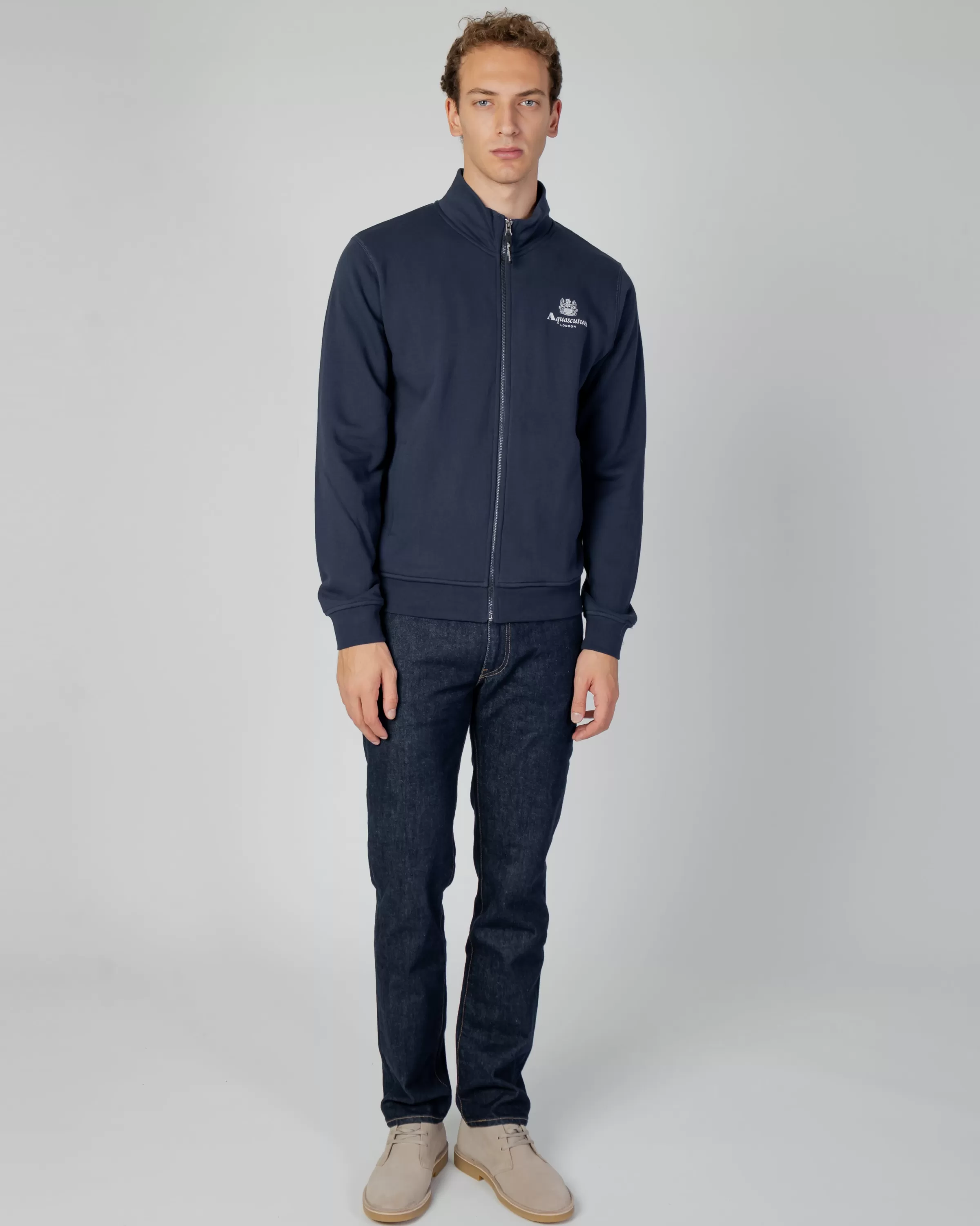 Uomo Aquascutum Active Active Small Logo Full Zip Mock Neck Fleece