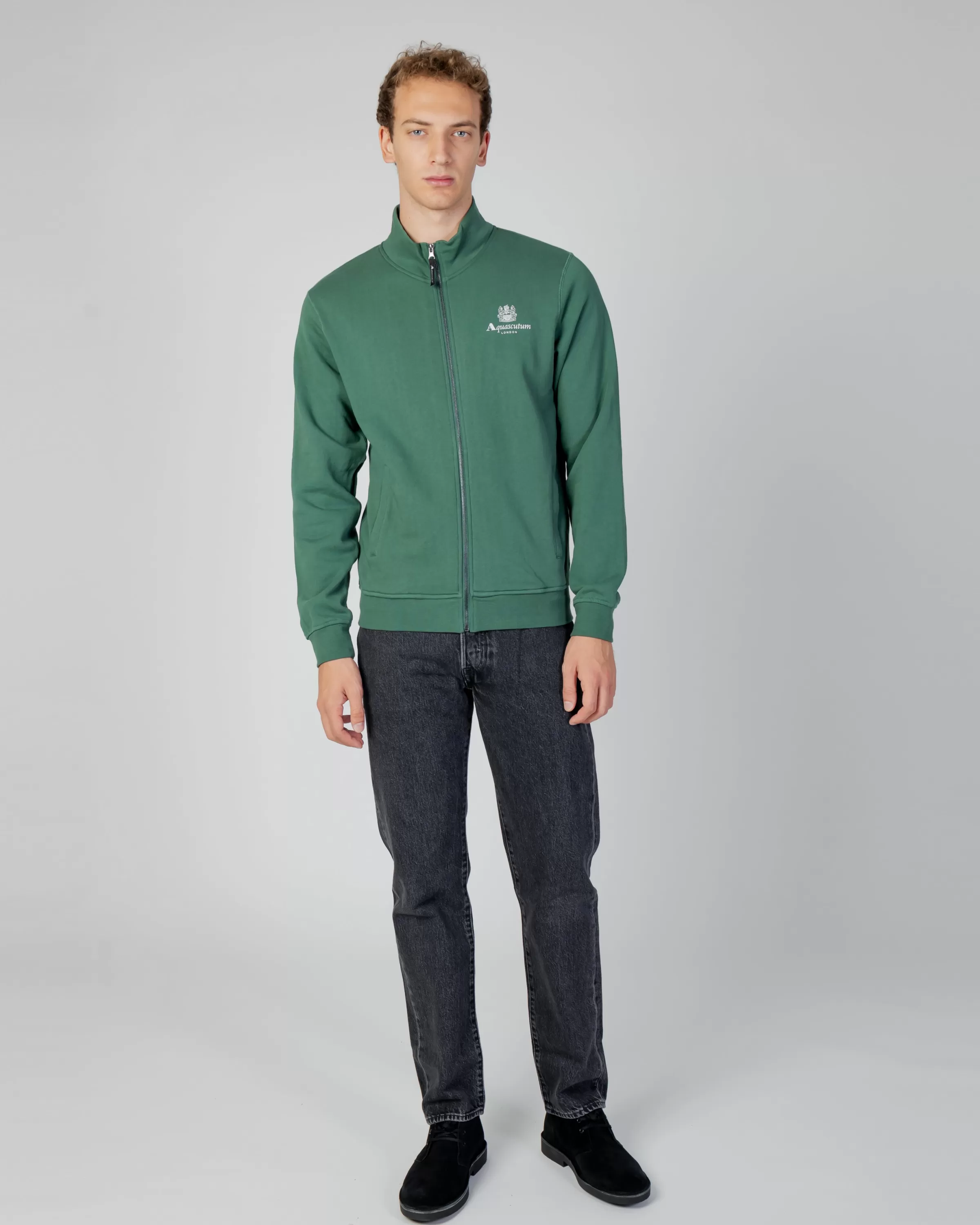 Uomo Aquascutum Active Active Small Logo Full Zip Mock Neck Fleece