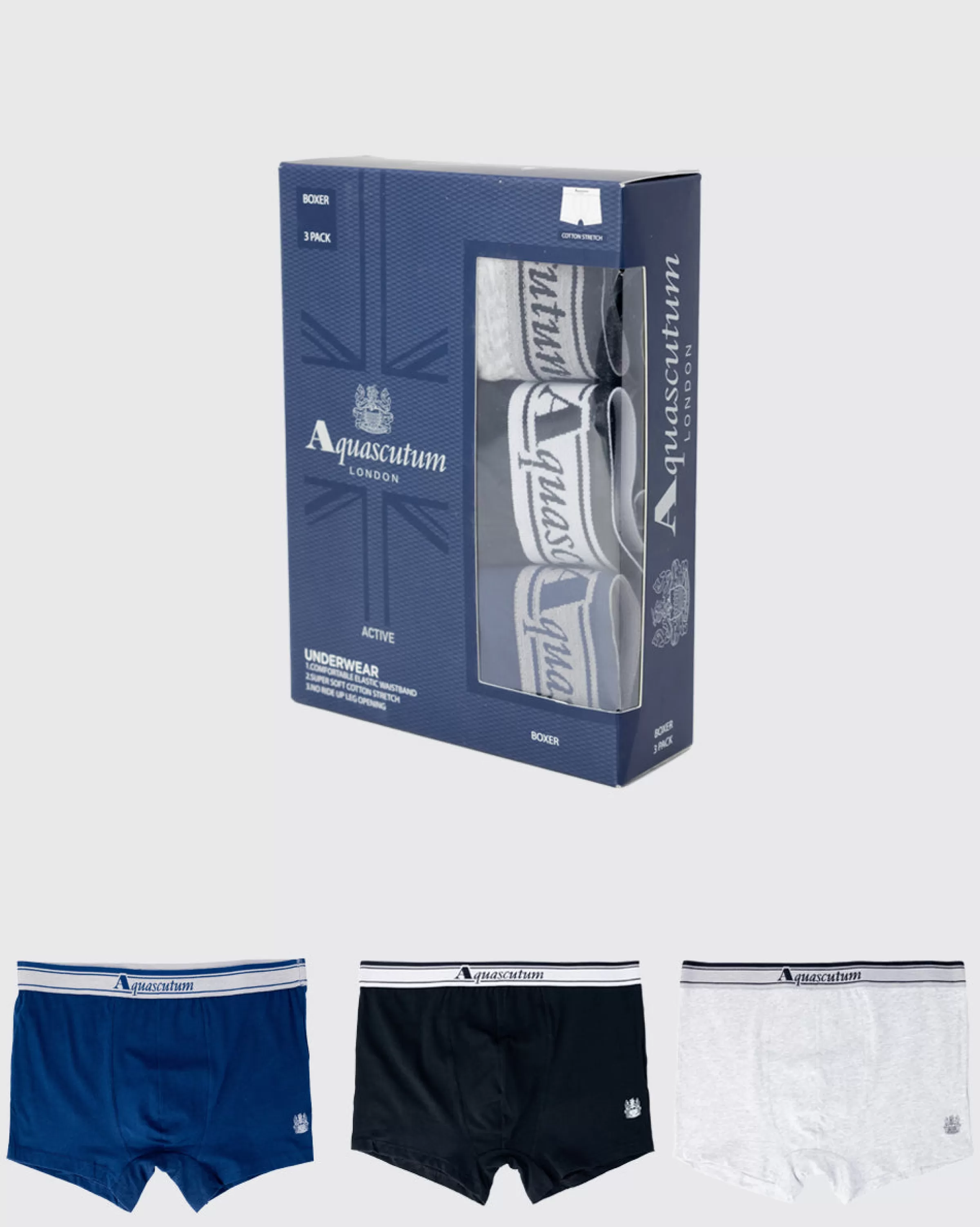 Uomo Aquascutum Active Active Underwear Boxer Triple Pack