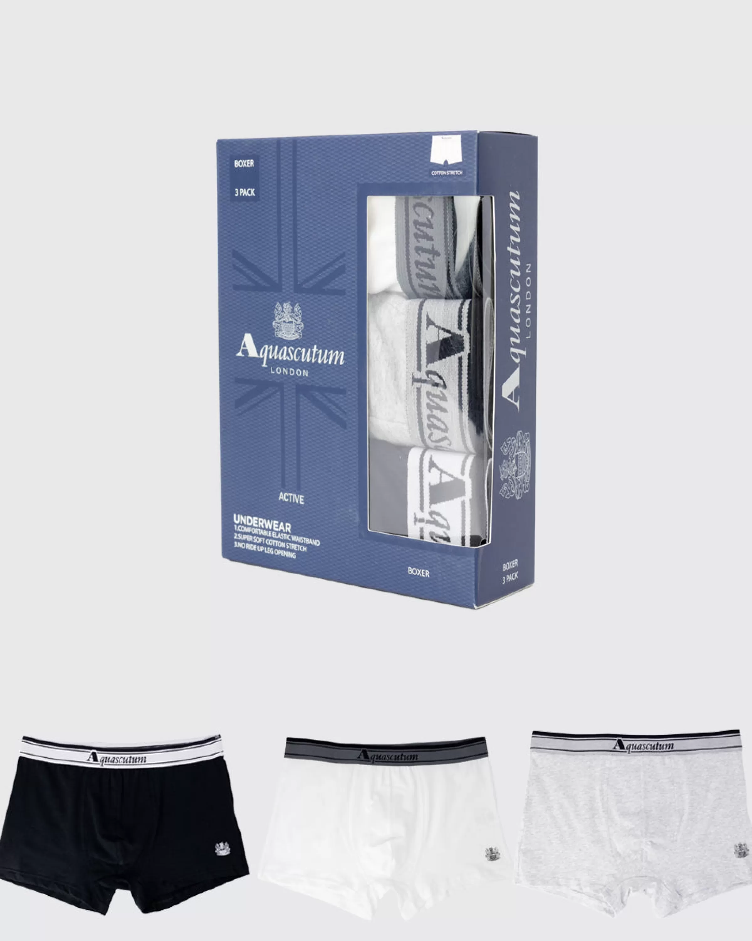 Uomo Aquascutum Active Active Underwear Boxer Triple Pack